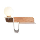 Minimalist white wall lamp with frosted glass shelf for bedroom