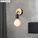 DecorBites™ Iron Bend Rotatable Wall Lighting Minimalist Sconce - 1 Head, Black/White-Wood with Exposed Bulb Design