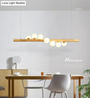 DecorBites™ Minimalist Wooden Island Pendant with Glass Sphere for Living Room Ceiling Lighting