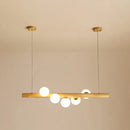 DecorBites™ Minimalist Wooden Island Pendant with Glass Sphere for Living Room Ceiling Lighting