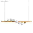 DecorBites™ Minimalist Wooden Island Pendant with Glass Sphere for Living Room Ceiling Lighting