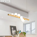 DecorBites™ Minimalist Wooden Island Pendant with Glass Sphere for Living Room Ceiling Lighting