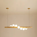 DecorBites™ Minimalist Wooden Island Pendant with Glass Sphere for Living Room Ceiling Lighting
