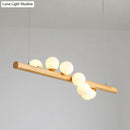DecorBites™ Minimalist Wooden Island Pendant with Glass Sphere for Living Room Ceiling Lighting