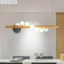 DecorBites™ Minimalist Wooden Island Pendant with Glass Sphere for Living Room Ceiling Lighting