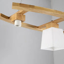Minimalist wood and ivory glass pendant light dining room
