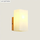 Minimalist wood and opal glass wall sconce bedroom light