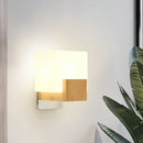 Minimalist wood and opal glass wall sconce bedroom light