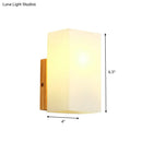Minimalist wood and opal glass wall sconce bedroom light