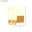 Minimalist wood and opal glass wall sconce bedroom light