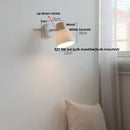 Minimalist wood and white ceramic led wall light bedroom lamp