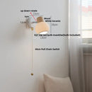 Minimalist wood and white ceramic led wall light bedroom lamp