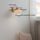 Minimalist wood and white ceramic led wall light bedroom lamp