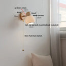 Minimalist wood and white ceramic led wall light bedroom lamp