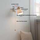Minimalist wood and white ceramic led wall light bedroom lamp
