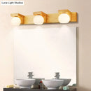 DecorBites™ White Glass LED Vanity Light with Wooden Backplate - Simplicity Globe Wall Sconce for Bathroom