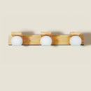 DecorBites™ White Glass LED Vanity Light with Wooden Backplate - Simplicity Globe Wall Sconce for Bathroom