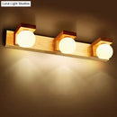 DecorBites™ White Glass LED Vanity Light with Wooden Backplate - Simplicity Globe Wall Sconce for Bathroom