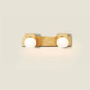 DecorBites™ White Glass LED Vanity Light with Wooden Backplate - Simplicity Globe Wall Sconce for Bathroom