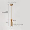 Minimalist wood and yellow travertine led pendant light dining room