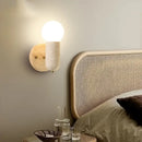 Minimalist wood and yellow travertine led wall sconce bedroom light