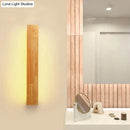 Minimalist wood led wall sconce with acrylic shade bathroom light