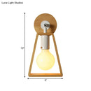 Minimalist wood trapezoid frame wall lamp bedroom sconce