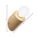 Minimalist wood wall lamp with frosted bulb for bedroom or living room