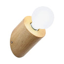 Minimalist wood wall lamp with frosted bulb for bedroom or living room