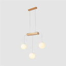 Minimalist wooden hanging lamp – dining room glass globe pendant