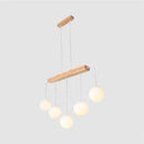 Minimalist wooden hanging lamp – dining room glass globe pendant