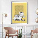 Minimalist yellow & navy coffee kitchen wall art poster