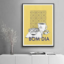 Minimalist yellow & navy coffee kitchen wall art poster
