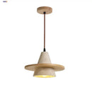 Minimalist yellow stone and wood led pendant light for bedroom