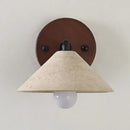 Minimalist yellow travertine wall light bedroom wood pull switch