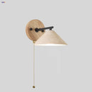 Minimalist yellow travertine wall light bedroom wood pull switch