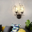 DecorBites™ Minimalistic Black Crystal Sconce Lamp with Branching Design - 2-Bulb Candlestick Wall Light Fixture