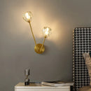 Minimalistic brass branch wall light with frosted glass for bedroom
