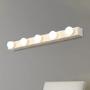 Minimalistic white 4 light vanity lighting fixture – bathroom open bulb
