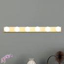Minimalistic white 4 light vanity lighting fixture – bathroom open bulb