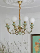 Mint and gold cream style led chandelier dining room light