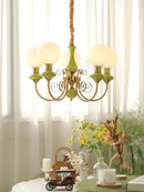 Mint and gold cream style led chandelier dining room light