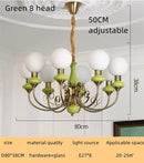 Mint and gold cream style led chandelier dining room light