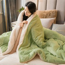 Mint & cream flannel duvet cover bedroom fleece blanket