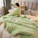 Mint & cream flannel duvet cover bedroom fleece blanket