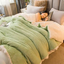 Mint & cream flannel duvet cover bedroom fleece blanket