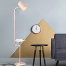Mint green bell shaped living room metal floor light with wood shelf