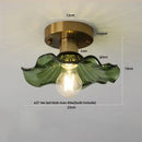 Mint green blue flower glass ceiling light bedroom flush mount