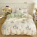 Mint green & cream cartoon heart plant quilt set bedroom bedding