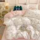 Mint green & cream cartoon heart plant quilt set bedroom bedding